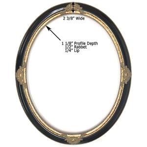 Closeout Oval Frame Black and Gold with Baroque Accents - 22" x 28"